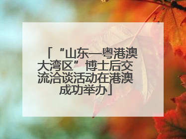 “山东—粤港澳大湾区”博士后交流洽谈活动在港澳成功举办