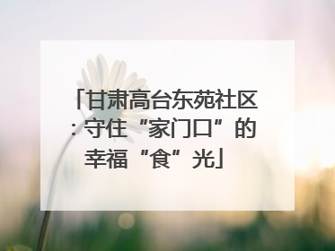 甘肃高台东苑社区：守住“家门口”的幸福“食”光