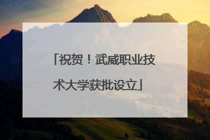 祝贺！武威职业技术大学获批设立