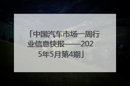 中国汽车市场一周行业信息快报——2025年5月第4期