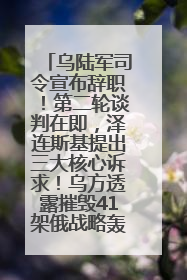 乌陆军司令宣布辞职！第二轮谈判在即，泽连斯基提出三大核心诉求！乌方透露摧毁41架俄战略轰炸机