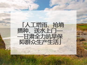 人工增雨、抢墒播种、送水上门——甘肃全力抗旱保障群众生产生活