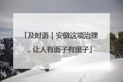 及时语｜安徽这项治理，让人有面子有里子