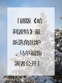 剧版《哈利波特》最新选角出炉，马尔福饰演者公开