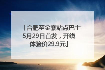 合肥至金寨站点巴士5月29日首发，开线体验价29.9元