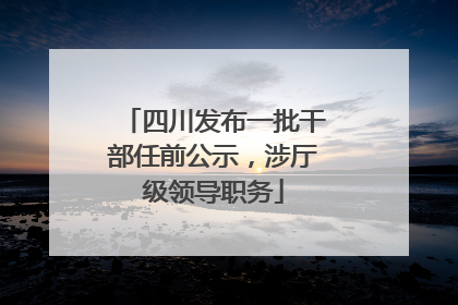 四川发布一批干部任前公示，涉厅级领导职务