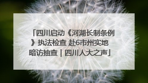 四川启动《河湖长制条例》执法检查 赴6市州实地暗访抽查｜四川人大之声