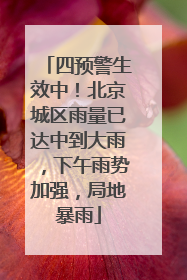 四预警生效中！北京城区雨量已达中到大雨，下午雨势加强，局地暴雨