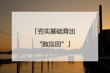 夯实基础育出“致富田”
