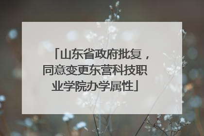 山东省政府批复，同意变更东营科技职业学院办学属性