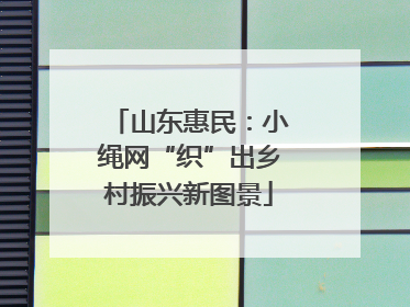 山东惠民：小绳网“织”出乡村振兴新图景