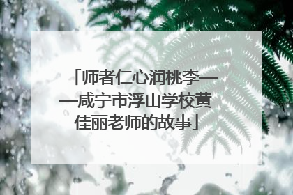 师者仁心润桃李——咸宁市浮山学校黄佳丽老师的故事