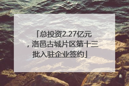 总投资2.27亿元，洛邑古城片区第十三批入驻企业签约