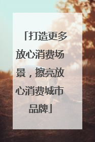打造更多放心消费场景，擦亮放心消费城市品牌