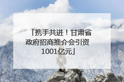 携手共进！甘肃省政府招商推介会引资1001亿元