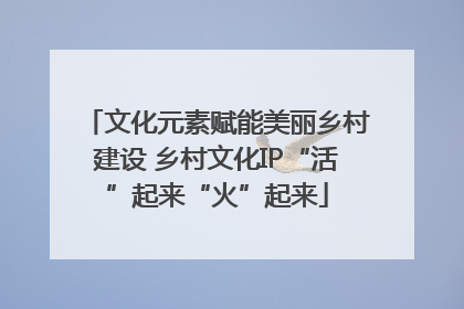 文化元素赋能美丽乡村建设 乡村文化IP“活”起来“火”起来
