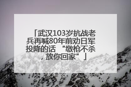 武汉103岁抗战老兵再喊80年前劝日军投降的话 “缴枪不杀，放你回家”