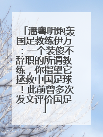 潘粤明炮轰国足教练伊万：一个装傻不辞职的所谓教练，你指望它拯救中国足球！此前曾多次发文评价国足