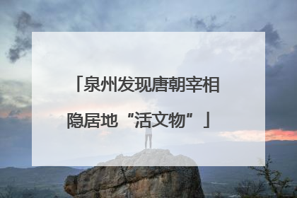 泉州发现唐朝宰相隐居地“活文物”