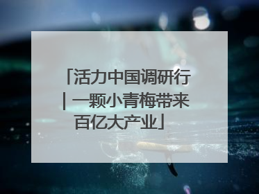 活力中国调研行｜一颗小青梅带来百亿大产业