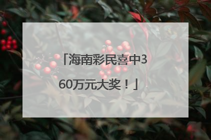 海南彩民喜中360万元大奖！