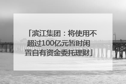 滨江集团：将使用不超过100亿元暂时闲置自有资金委托理财