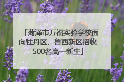 菏泽市万福实验学校面向牡丹区、鲁西新区招收500名高一新生