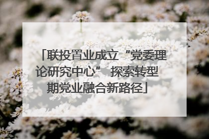 联投置业成立“党委理论研究中心” 探索转型期党业融合新路径