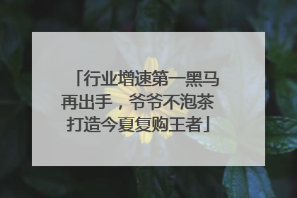 行业增速第一黑马再出手，爷爷不泡茶打造今夏复购王者