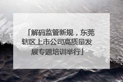 解码监管新规，东莞辖区上市公司高质量发展专题培训举行
