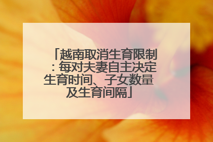 越南取消生育限制：每对夫妻自主决定生育时间、子女数量及生育间隔