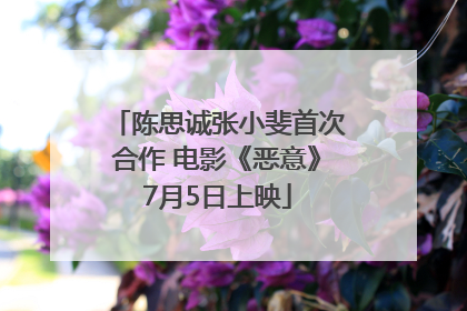 陈思诚张小斐首次合作 电影《恶意》7月5日上映