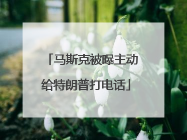 马斯克被曝主动给特朗普打电话