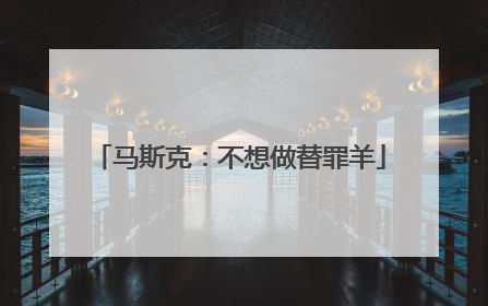马斯克：不想做替罪羊